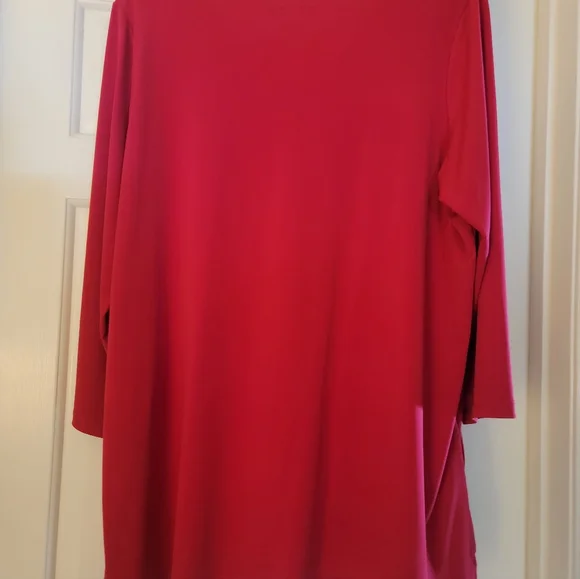 EUC - Susan Graver Women's Tomato Red V-Neck Tunic Top - XL - Picture 2 of 3